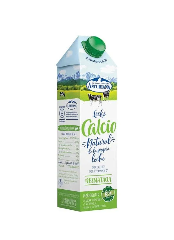 Leche Asturiana Calcio Desnatada 1L x 6Ud — Lácteos