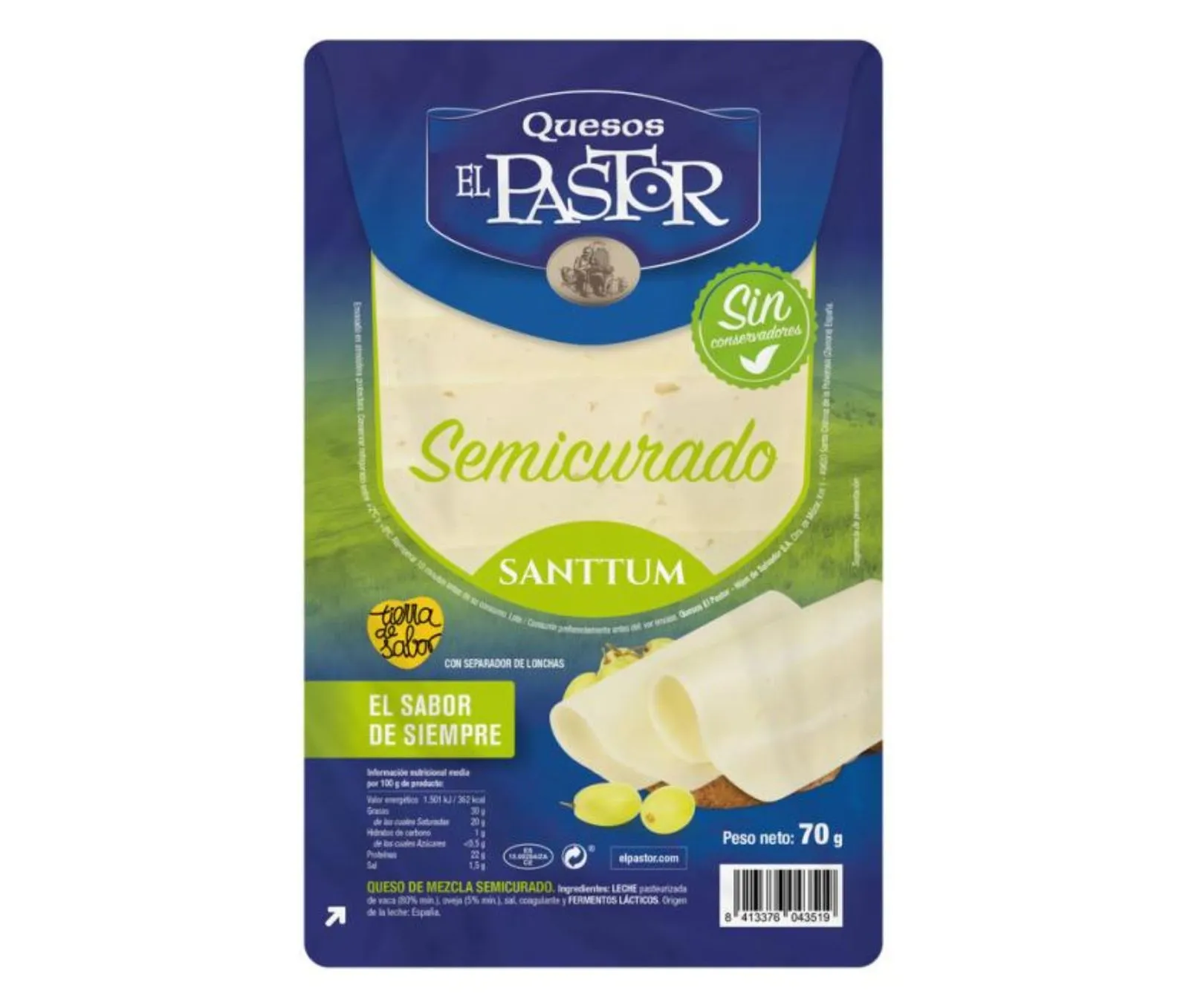 Queso Lonchas 70g Mezcla Semi x 12Ud — Quesos Semicurados