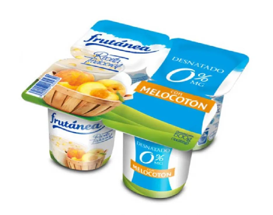 Yogur Desnatado Trozos Melocotón Frutárea pack 4 x 6Ud — Lácteos