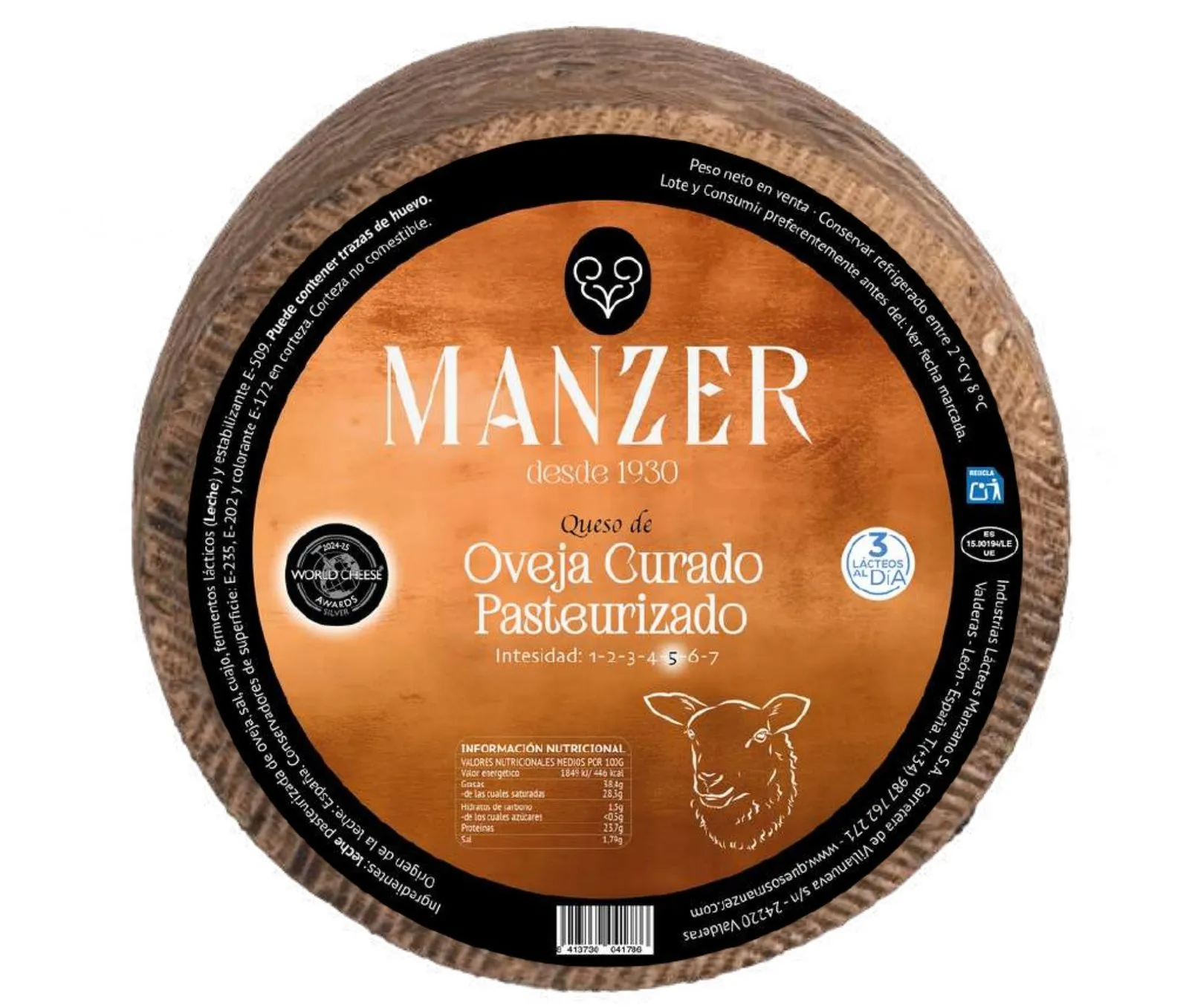 Queso Oveja Curado Pasteurizado Manzer 3Kg x 2Ud — Quesos Curados