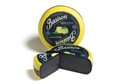 Queso Gouda Black Lemon Basiron Rueda 4,5Kg — Quesos Importación