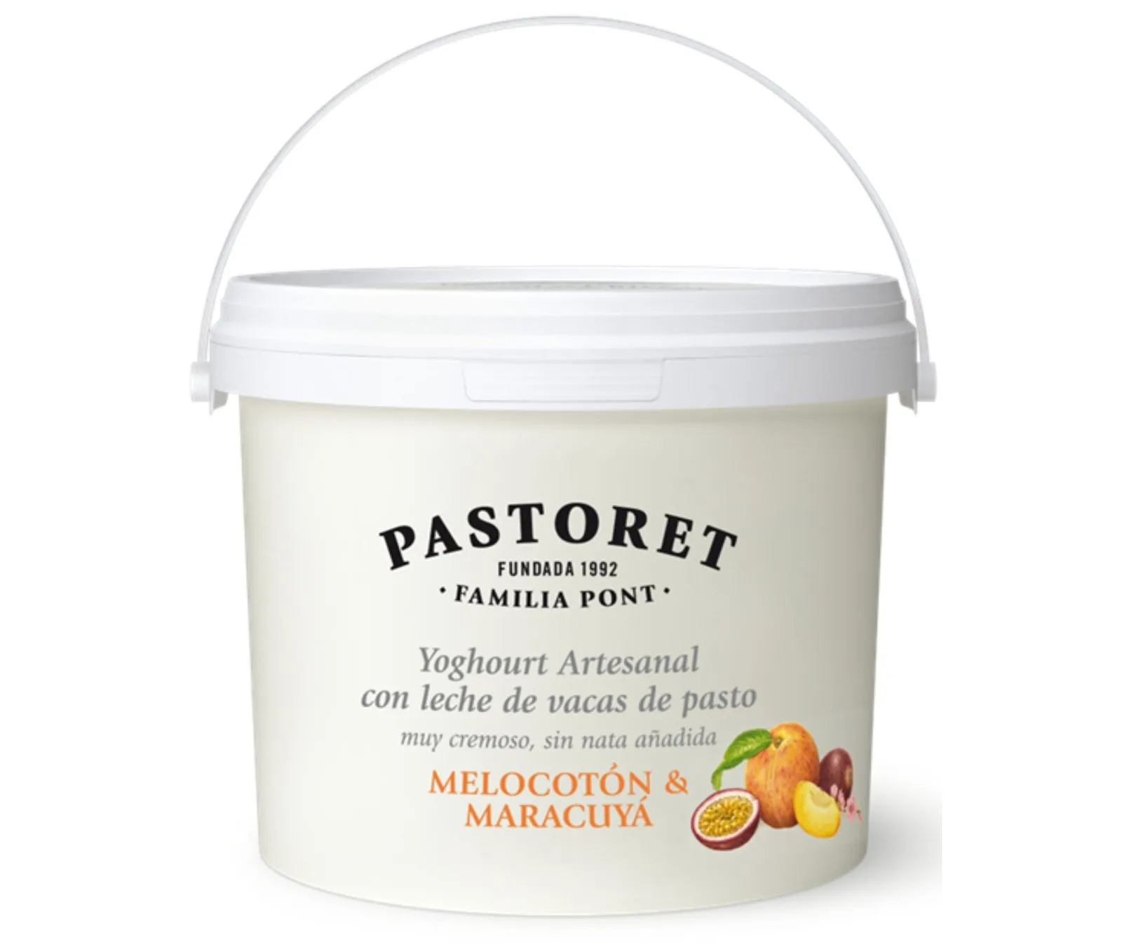 Cubo Yoghourt Artesanal Melocotón y Maracuyá 2 Kg Pastoret — Lácteos