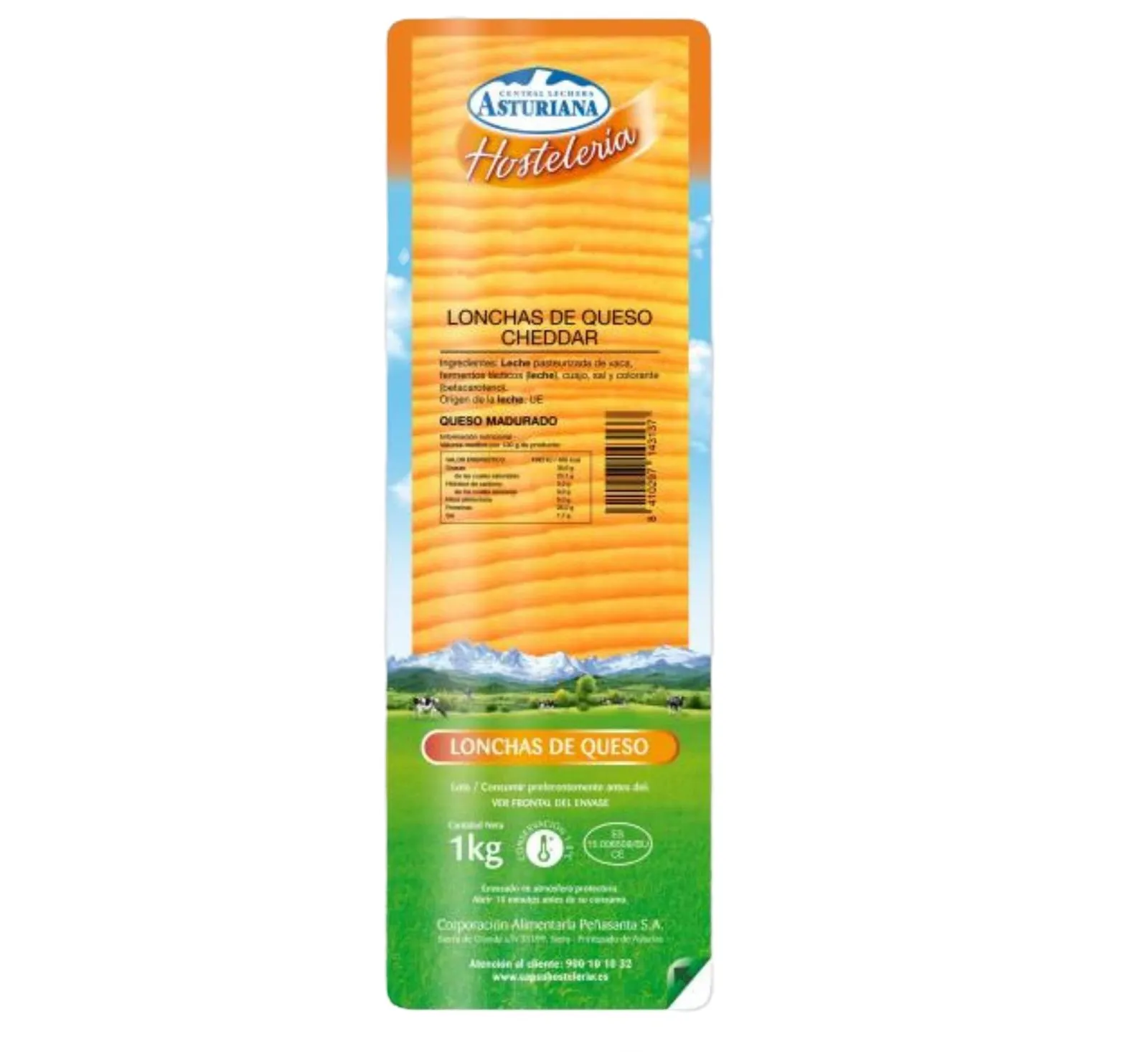 Loncha Cheddar Asturiana Hostelería 1Kgx 6Ud — Quesos Frescos / Tiernos