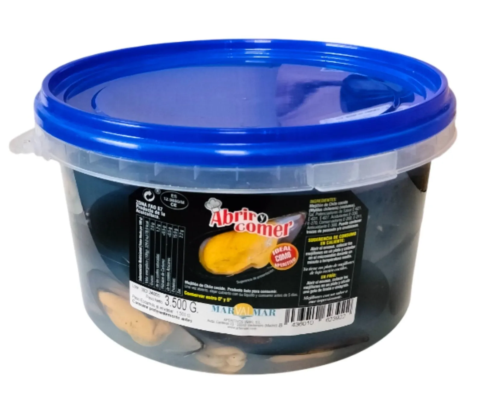 Mejillón Natural 1/2 Concha Cubo 3,5/1,5Kg x 4Ud — Conservas / Salsas / Aceites