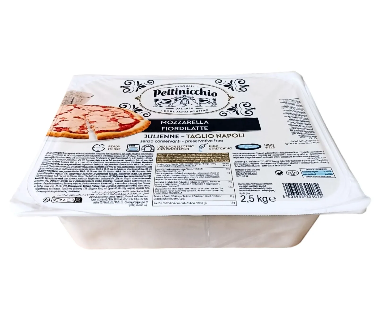 Mozzarella Julienne Pettinicchio 2,5Kg x 4Ud — Productos Italianos