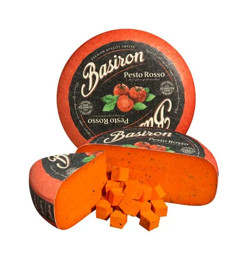 Queso Gouda Pesto Rojo Basiron Rueda 4,5Kg — Quesos Importación