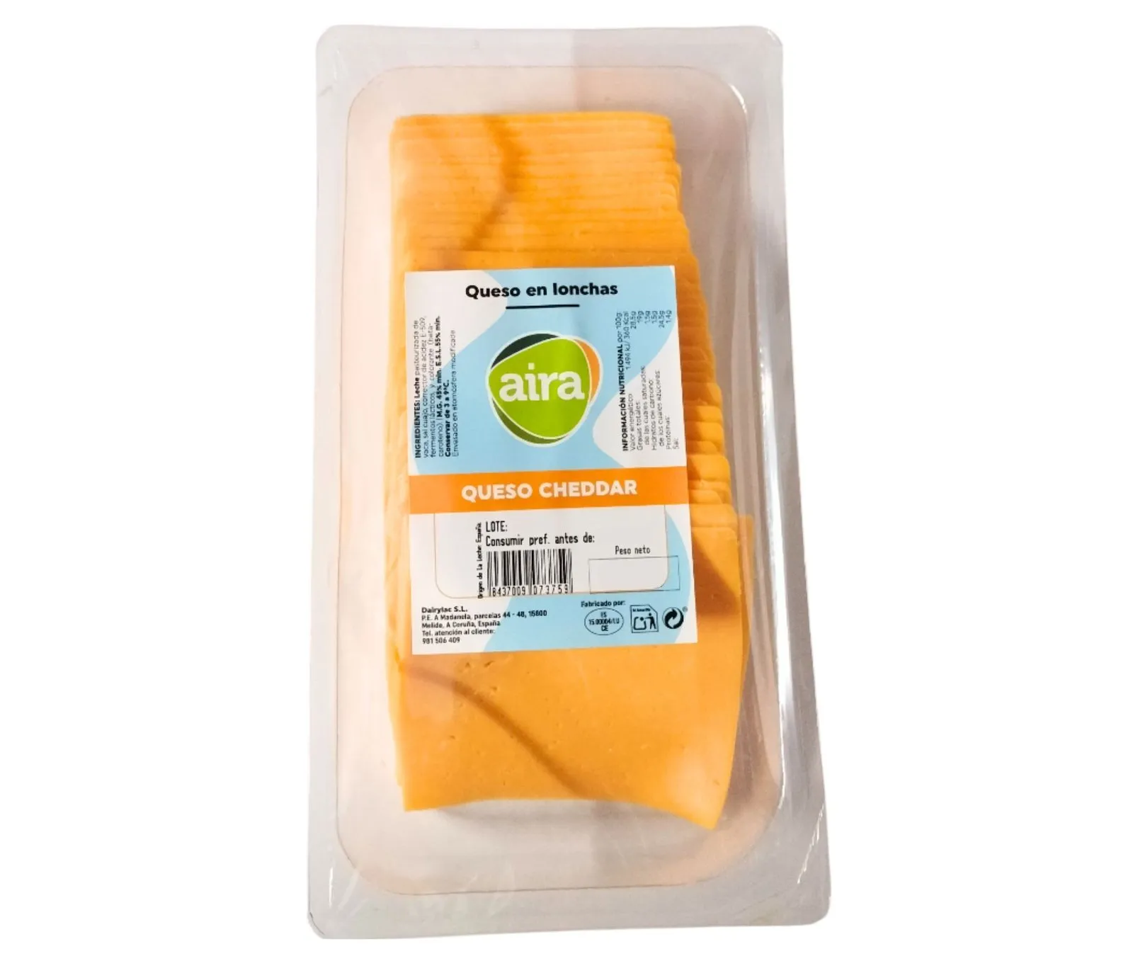 Queso Barra Cheddar Lonchas 750g x 8Ud — Quesos Frescos / Tiernos