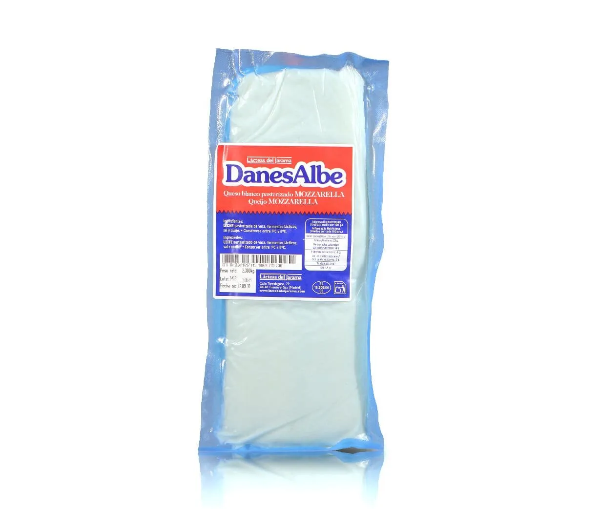 Mozzarella Barra Danesa 2,3Kg x 2Ud — Quesos Frescos / Tiernos