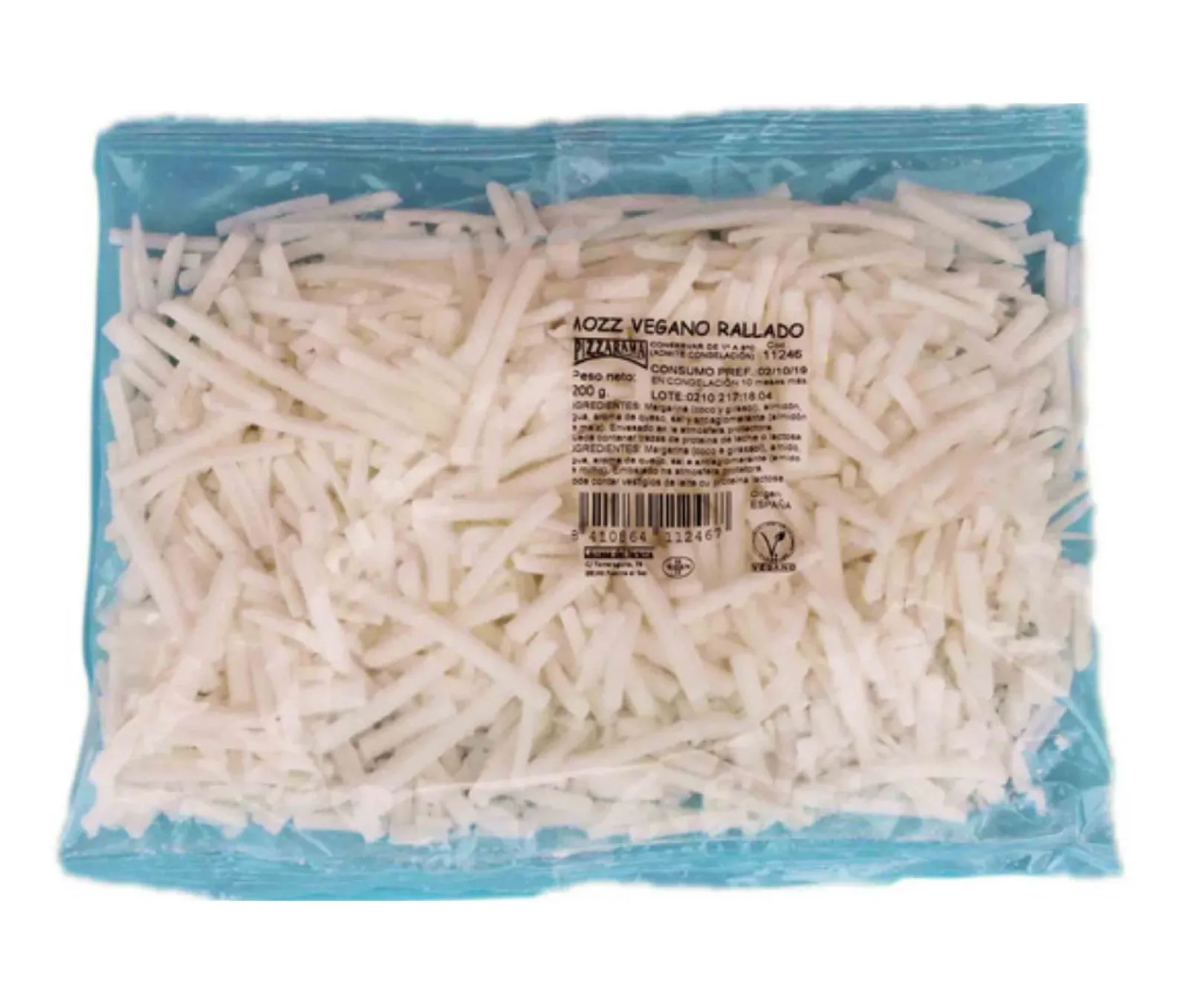 Mozzarella Vegana Rallada 200g x 12Ud — Quesos Rallados