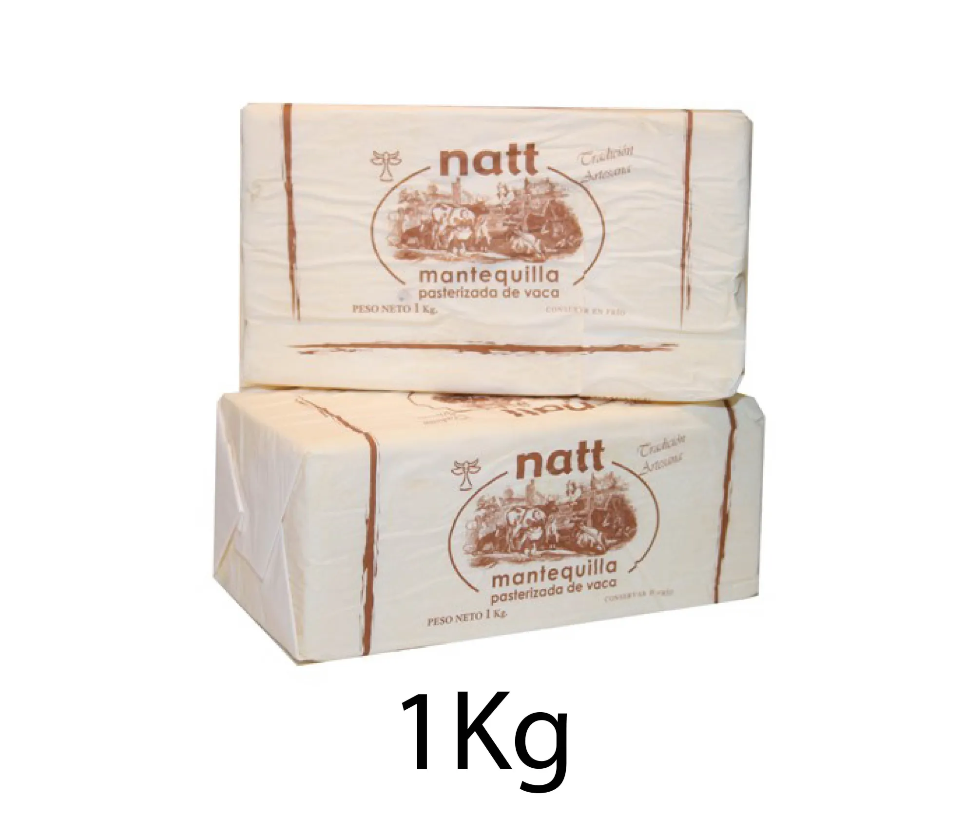 Mantequilla Natt en pieza de 1 kg, caja de 6 unidades