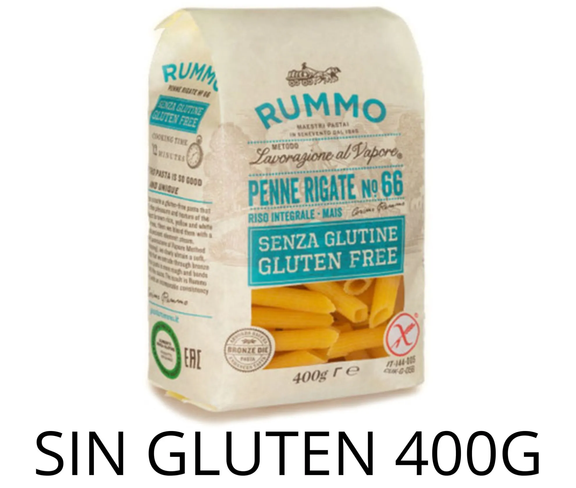 PENNE RIGATE SENZA GLUTINE RUMMO Nº66 400GRS X12UD