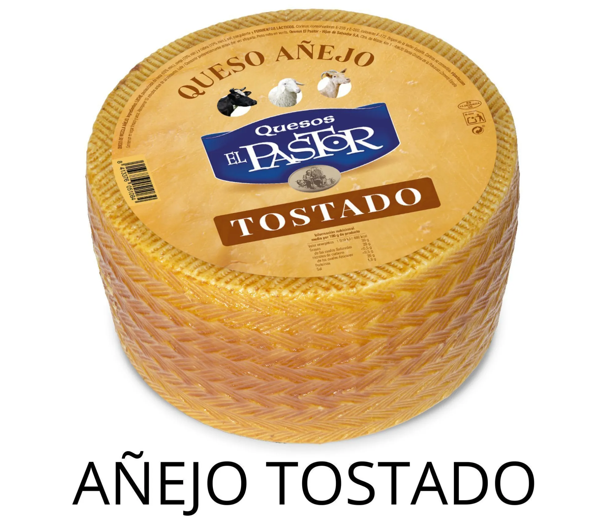 Queso añejo tostado El Pastor en pieza de 3 kg, pack de 2 unidades