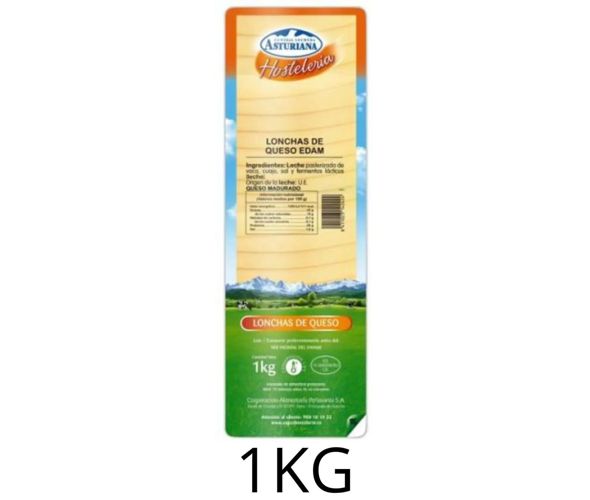 QUESO LONCHAS EDAM ASTURIANA HOSTELERIA 1kg X6UD