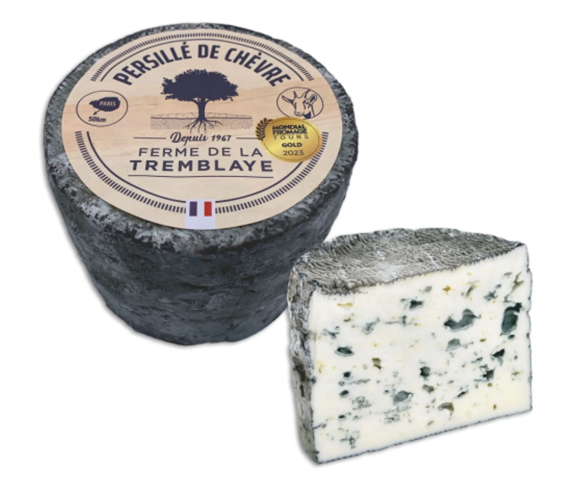 Queso azul Persillé Chevre Cendré en pieza de 1 kg, pack de 2 unidades