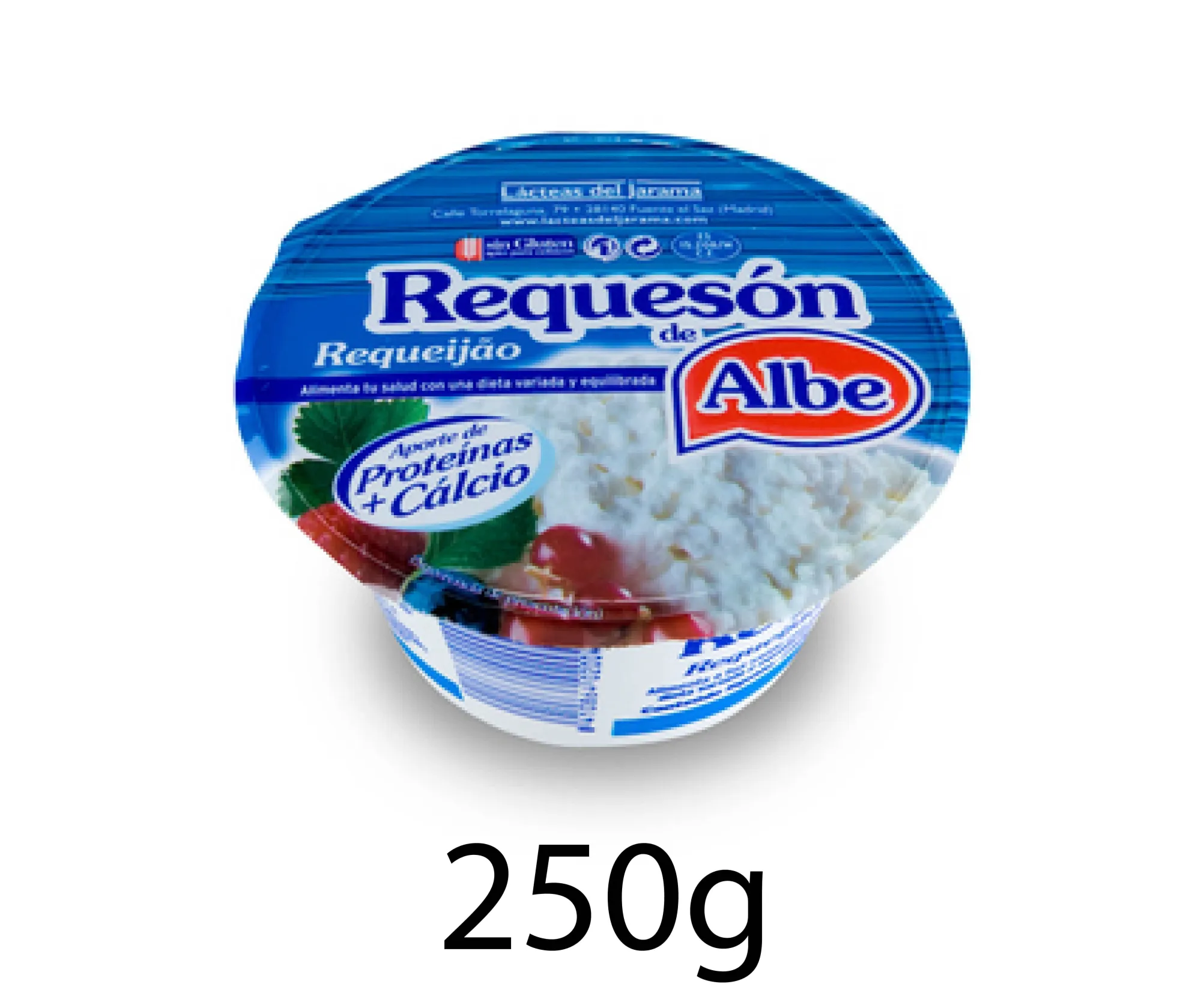 Requesón fresco en envase de 250 g, caja de 9 unidades