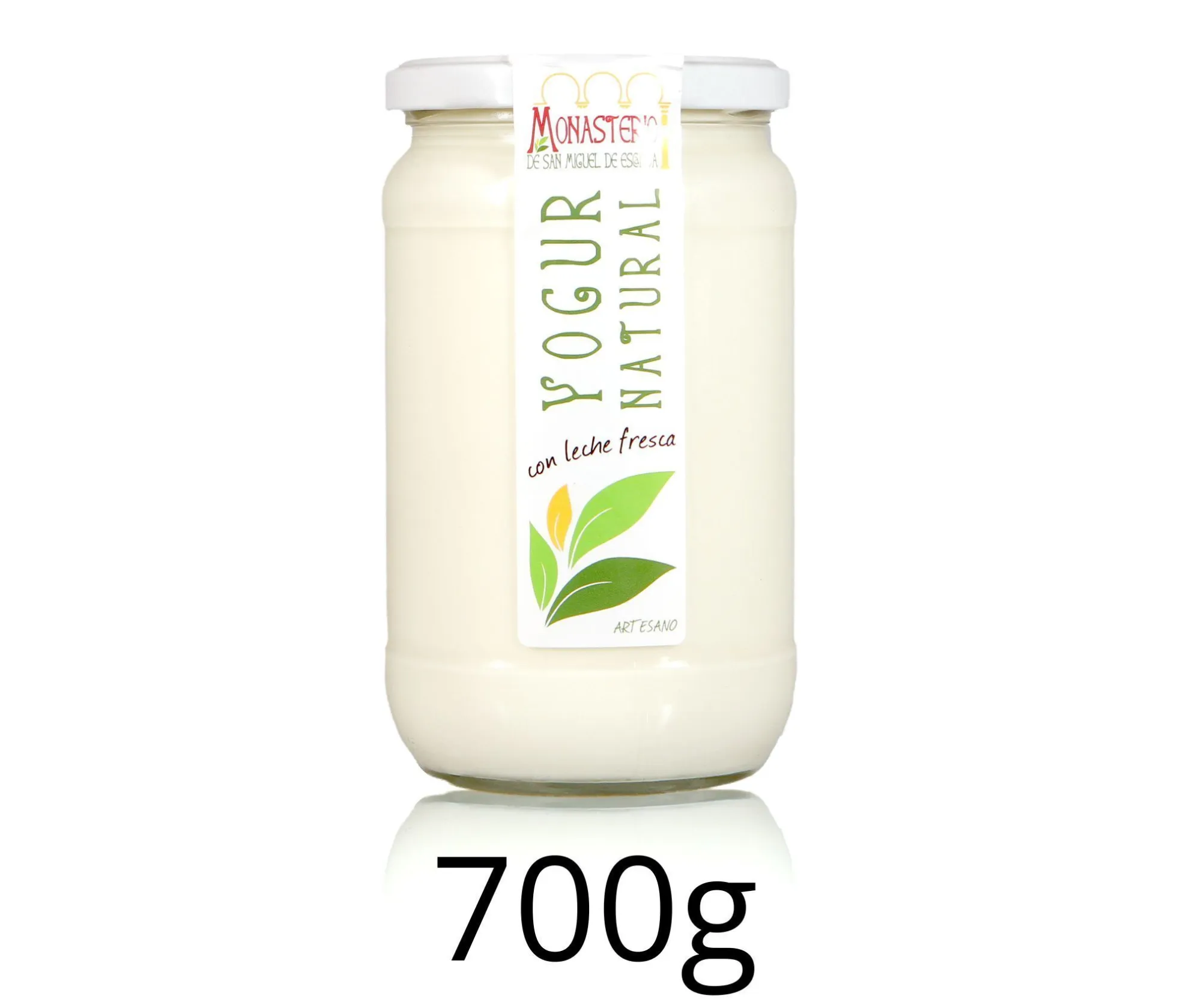 Yogur natural Monasterio de San Miguel de Escalada en tarro de 700 g, caja de 6 unidades